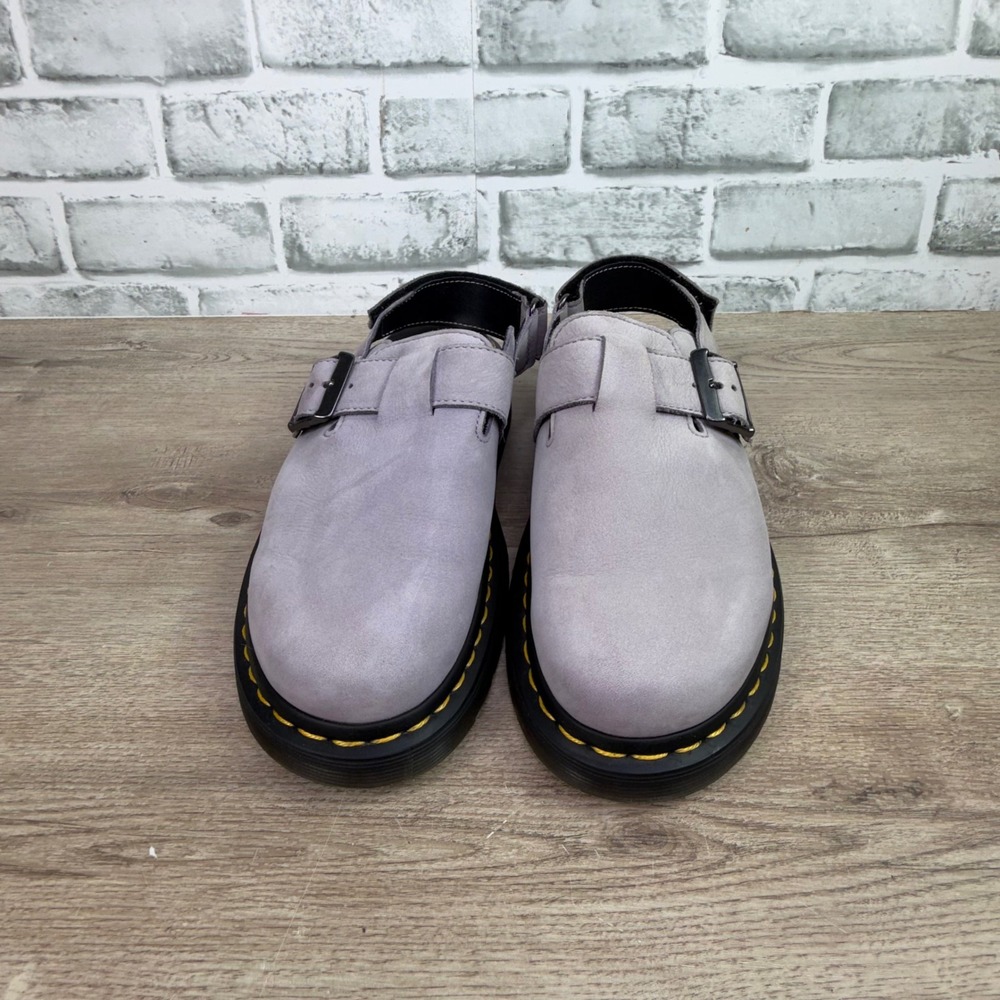 Dr. Martens Jorge II Slingback Mules Leather Buckle Lavender Grey Womens 8 - Picture 4 of 7